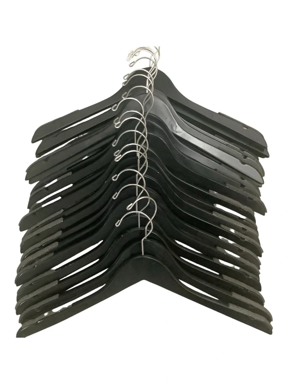 Set of 20 Black Wood Hangers with non-slip gripping
